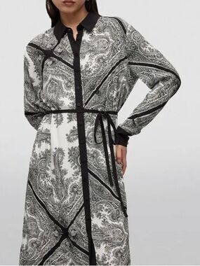 AllSaints Black and White Paisley Shirt Dress